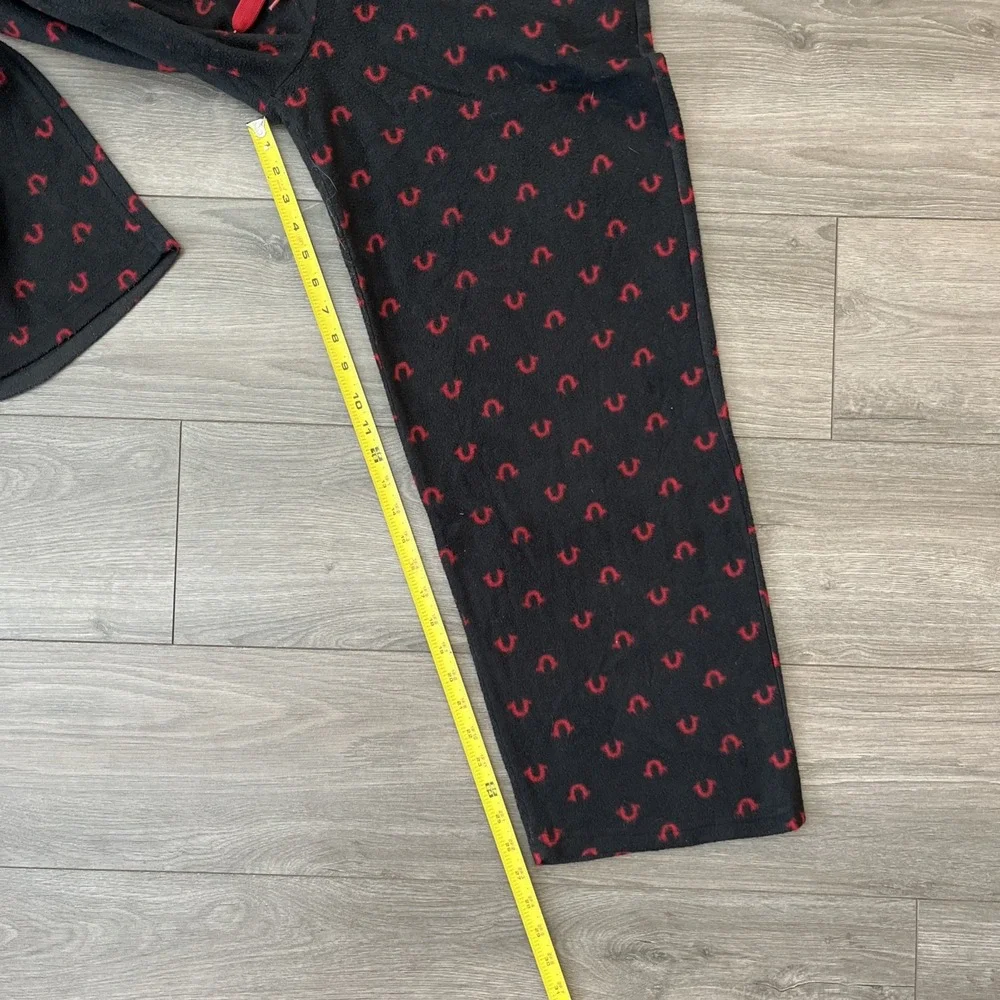 True Religion Mens XL Loungewear Pants Black Red All Over Drawstring